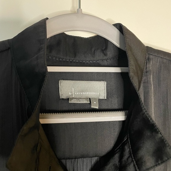 By Anthropologie Relaxed Black Shimmer Blouse Medium - Picture 2 of 6